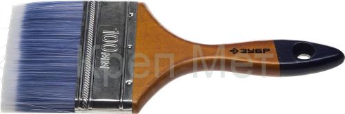 ЗУБР АКВА, 100 мм, 4″, светлая искусственная щетина, деревянная ручка, для воднодисперсионных и акриловых ЛКМ, плоская кисть (4-01007-100)