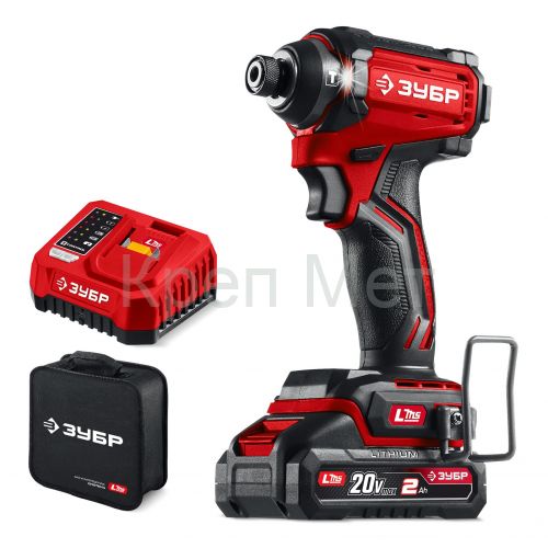 ЗУБР 20 В, 180 Н·м, 1 АКБ LMS (2 А·ч), бесщеточный ударный винтоверт, сумка (ВБУ-180-21)