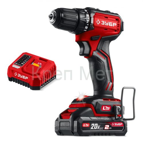 ЗУБР 20 В, 45 Н·м, 1 АКБ LMS (2 А·ч), бесщеточная дрель-шуруповерт (ДБ-45-21)