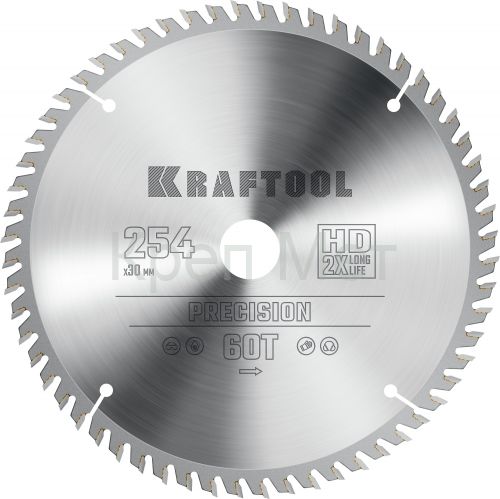 KRAFTOOL Precision, 254 х 30 мм, 60Т, пильный диск по дереву (36952-254-30)