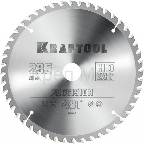 KRAFTOOL Precision, 235 х 30 мм, 48Т, пильный диск по дереву (36952-235-30)