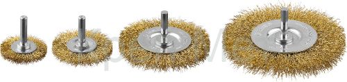 ЗУБР 38/50/75/100 мм, витая латунированная, стальная проволока, набор дисковых щеток крацовок для дрели, Профессионал (3521-H4)