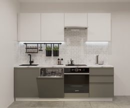 Кухонный гарнитур арт. 39 Лайн Тальк - Обсидиан 2400 мм.