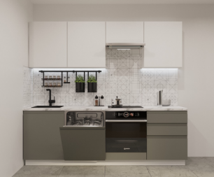 Кухонный гарнитур арт. 39 Лайн Тальк - Обсидиан 2400 мм.