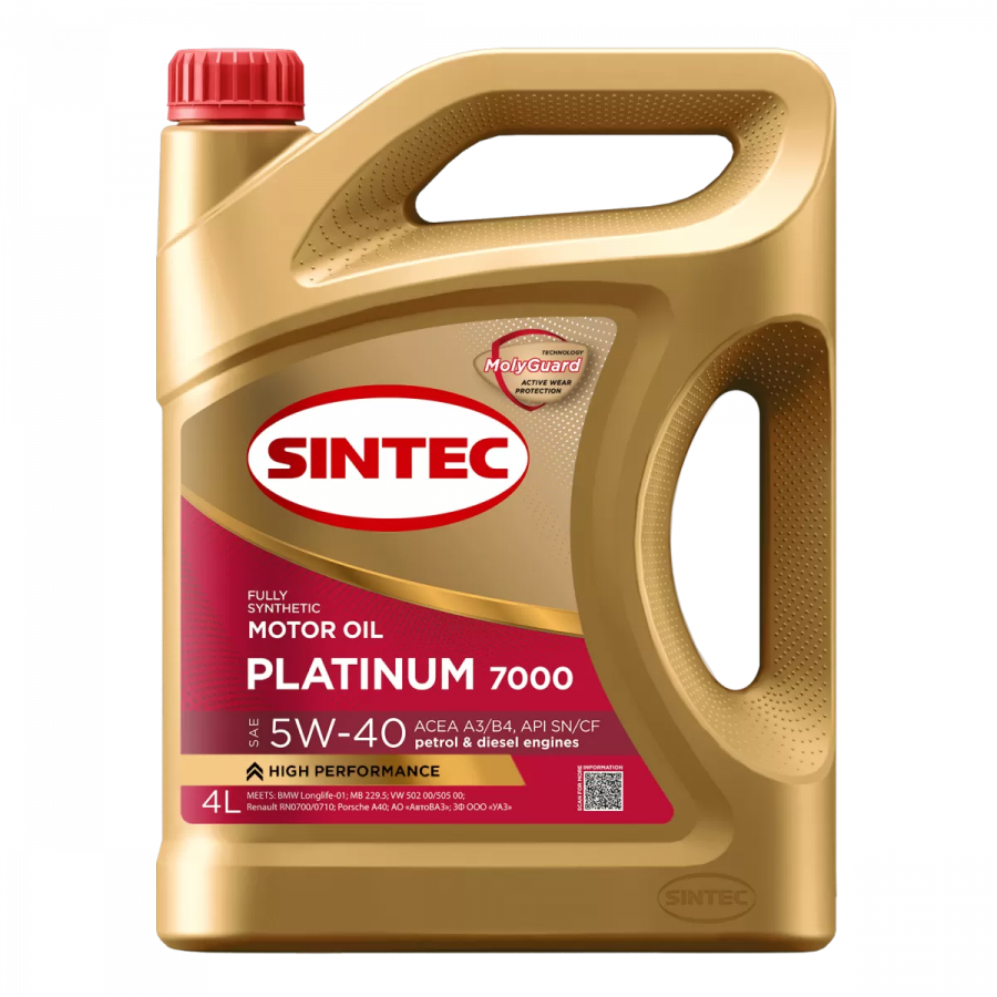 Sintec Platinum 7000 5W-40 A3/B4 SN/CF, 4л