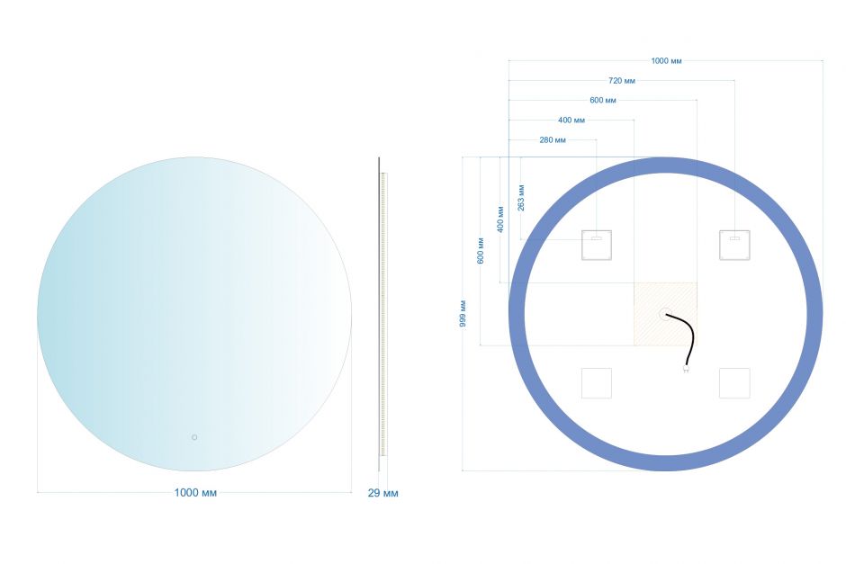Зеркало ABBER Mond AG6203SL-1.0 с подсветкой, сенсорный выключатель, диммер ФОТО
