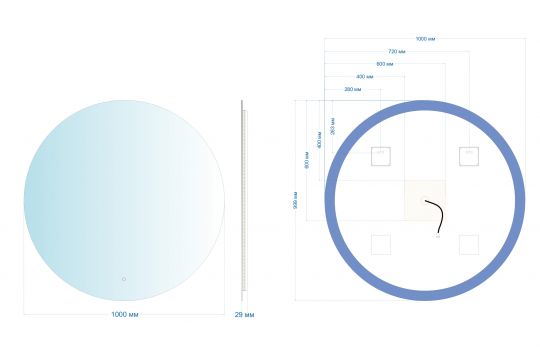 Зеркало ABBER Mond AG6203SL-1.0 с подсветкой, сенсорный выключатель, диммер схема 3