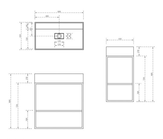 Консоль с раковиной ABBER Stein AS2630 напольная, белая матовая схема 2