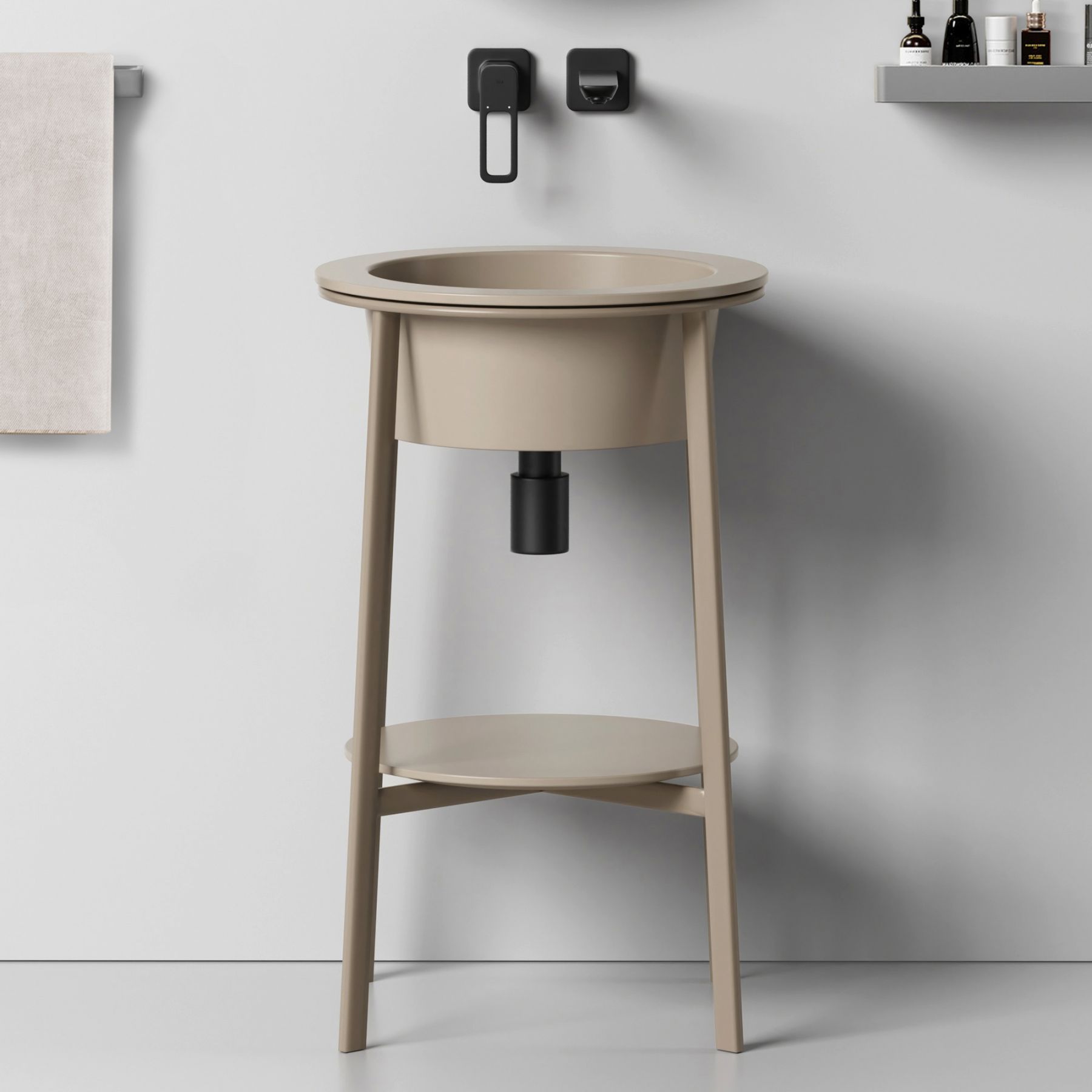 Консоль с керамической раковиной ABBER Bequem AC2130MK хаки матовый цена от 70 110 ₽ Фото Консоль с керамической раковиной ABBER Bequem AC2130MK хаки матовый