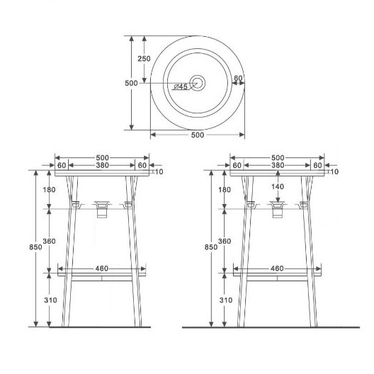 Консоль с керамической раковиной ABBER Bequem AC2130MK хаки матовый схема 2 Консоль с керамической раковиной ABBER Bequem AC2130MK хаки матовый схема 2