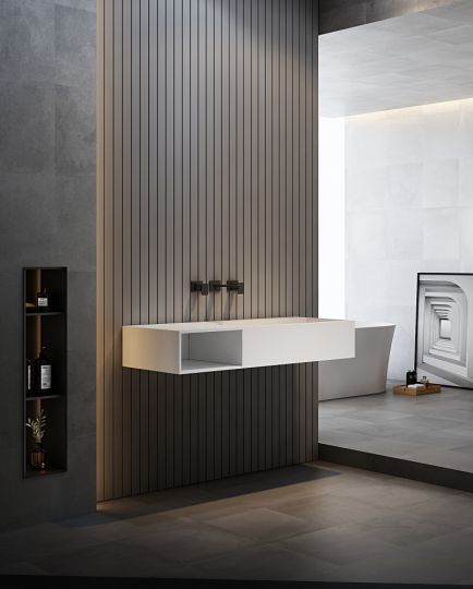 Тумба с раковиной ABBER Stein AS2640-1.0 L подвесная, белая матовая схема 3