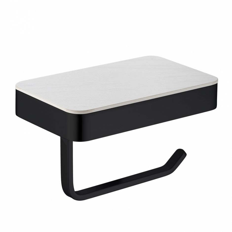 Изображение Бумагодержатель с полкой для телефона ABBER Westen AA1730B черный матовый