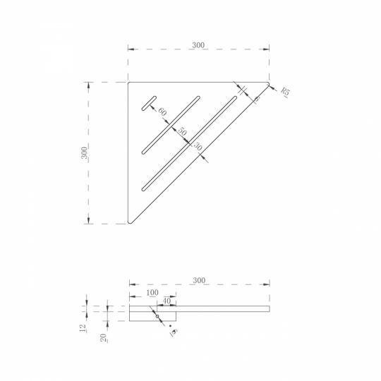 Угловая полочка для ванной комнаты ABBER Stein AS1652 белая матовая схема 2