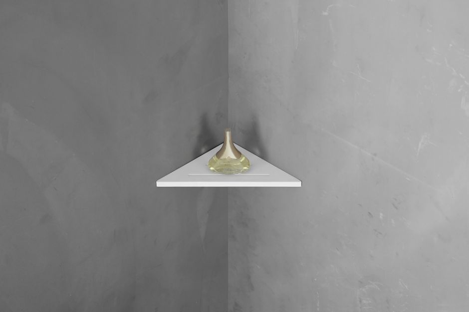 Угловая полочка для ванной комнаты ABBER Stein AS1652L белая матовая ФОТО