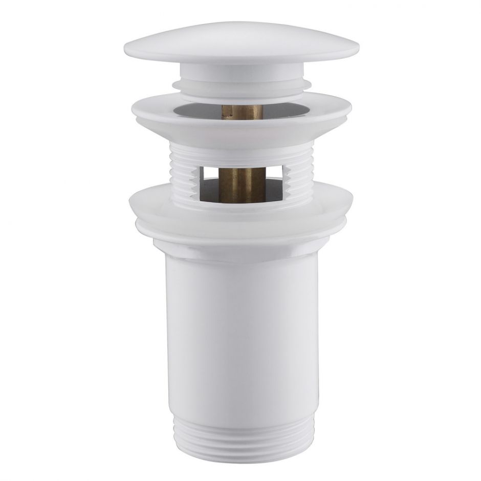 Донный клапан ABBER AF0010W с переливом, клик-клак, белый