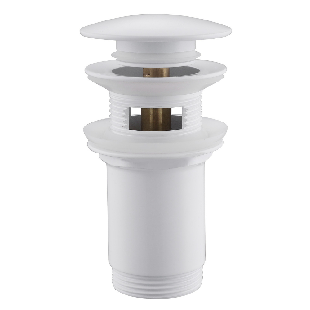 Донный клапан ABBER AF0010W с переливом, клик-клак, белый цена от 3 000 ₽ Фото Донный клапан ABBER AF0010W с переливом, клик-клак, белый