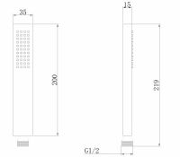 Душевая лейка ABBER AF0050 латунь, хром схема 2 Душевая лейка ABBER AF0050 латунь, хром схема 2