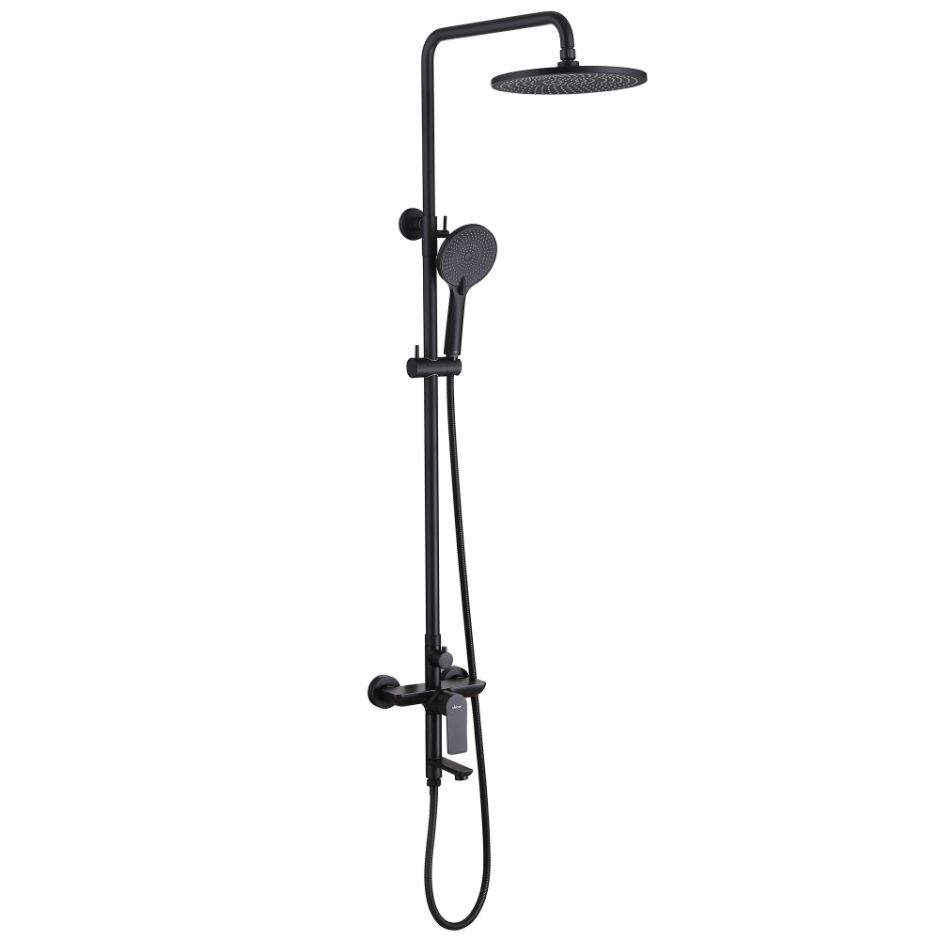 Изображение Душевая стойка ABBER Weiss Insel AF8016BL с изливом, черный матовый