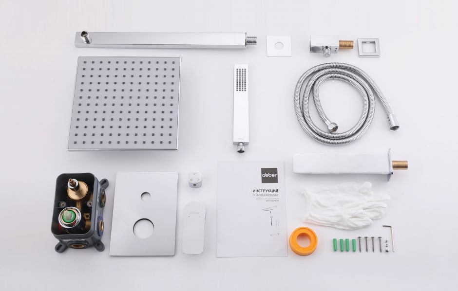 Душевая система ABBER Weiss Insel AF8017 скрытого монтажа с изливом, хром ФОТО