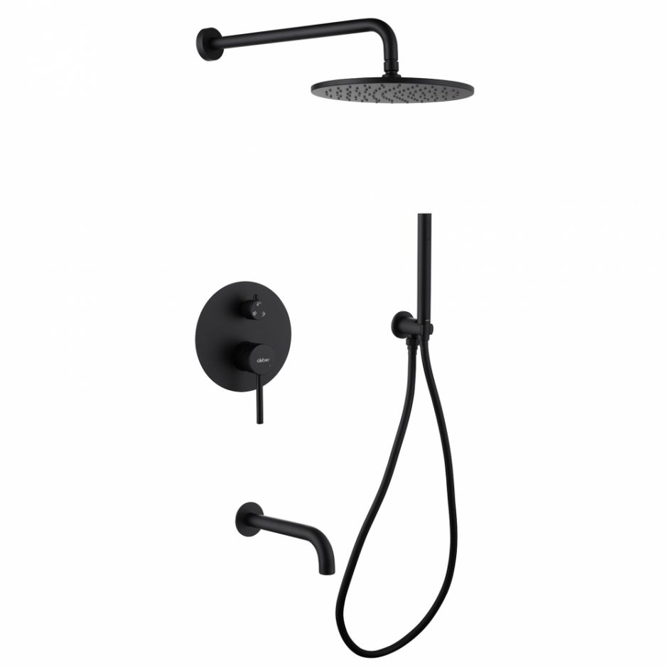 Изображение Душевая система ABBER Wasser Kreis AF8117B скрытого монтажа с изливом, черная матовая