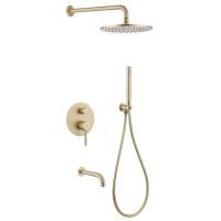 Душевая система ABBER Wasser Kreis AF8117G скрытого монтажа с изливом, золото матовое схема 1