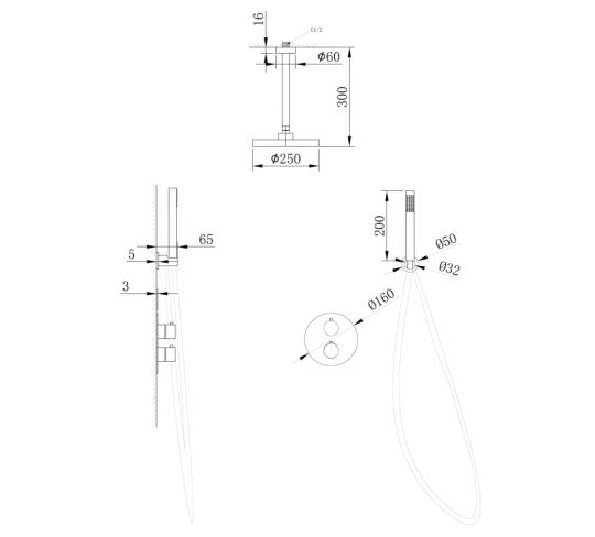 Душевая система ABBER Wasser Kreis AF8121B скрытого монтажа без излива, черная матовая схема 2 Душевая система ABBER Wasser Kreis AF8121B скрытого монтажа без излива, черная матовая схема 2