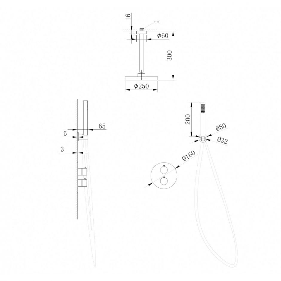Душевая система ABBER Wasser Kreis AF8121NG скрытого монтажа без излива, никель ФОТО