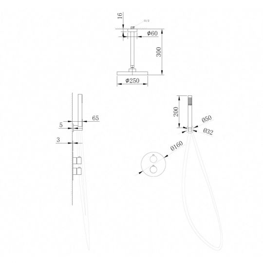 Душевая система ABBER Wasser Kreis AF8121NG скрытого монтажа без излива, никель схема 2 Душевая система ABBER Wasser Kreis AF8121NG скрытого монтажа без излива, никель схема 2
