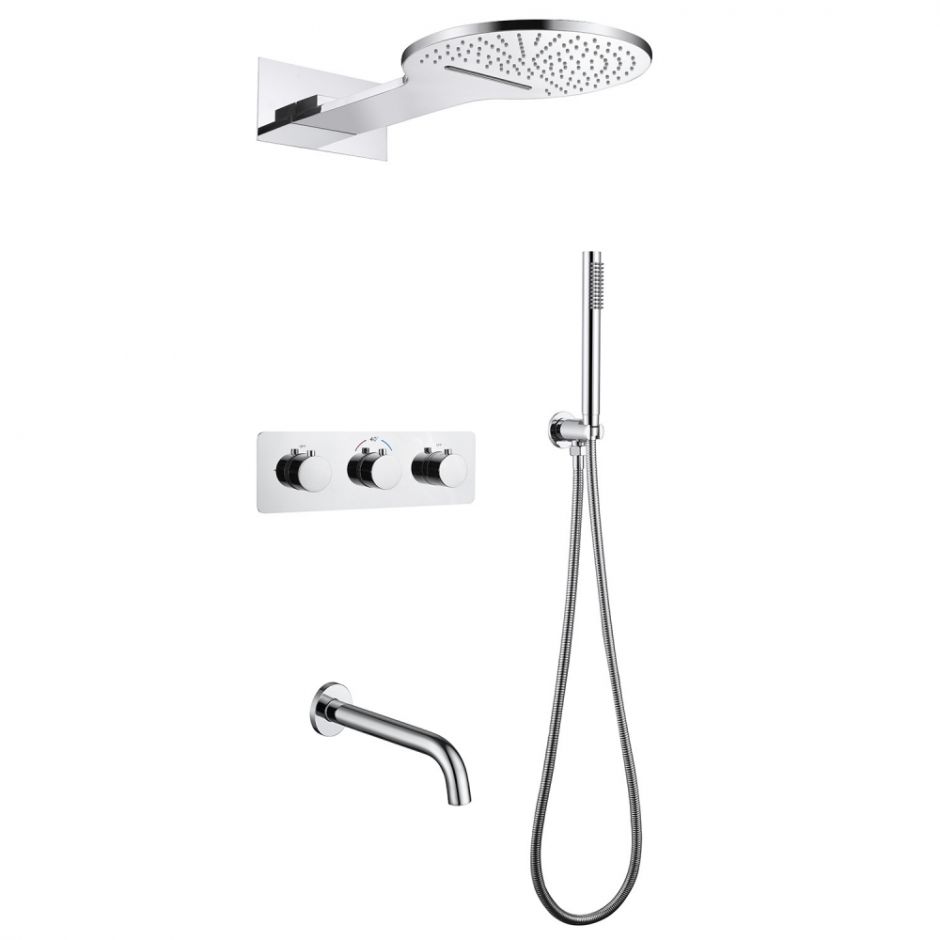 Изображение Душевая система ABBER Wasser Kreis AF8150 скрытого монтажа с изливом, термостат, хром