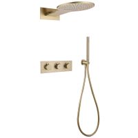 Душевая система ABBER Wasser Kreis AF8151G скрытого монтажа без излива, термостат, золото матовое схема 1