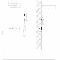 Душевая система ABBER Wasser Kreis AF8151G скрытого монтажа без излива, термостат, золото матовое схема 2