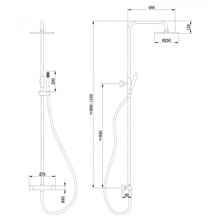 Душевая стойка ABBER Wasser Kreis AF8160BL с термостатом без излива, черная матовая ФОТО
