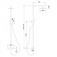 Душевая стойка ABBER Wasser Kreis AF8160BL с термостатом без излива, черная матовая схема 2