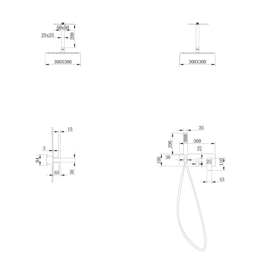 Душевая система ABBER Daheim AF8221SP скрытого монтажа без излива, сатин ФОТО