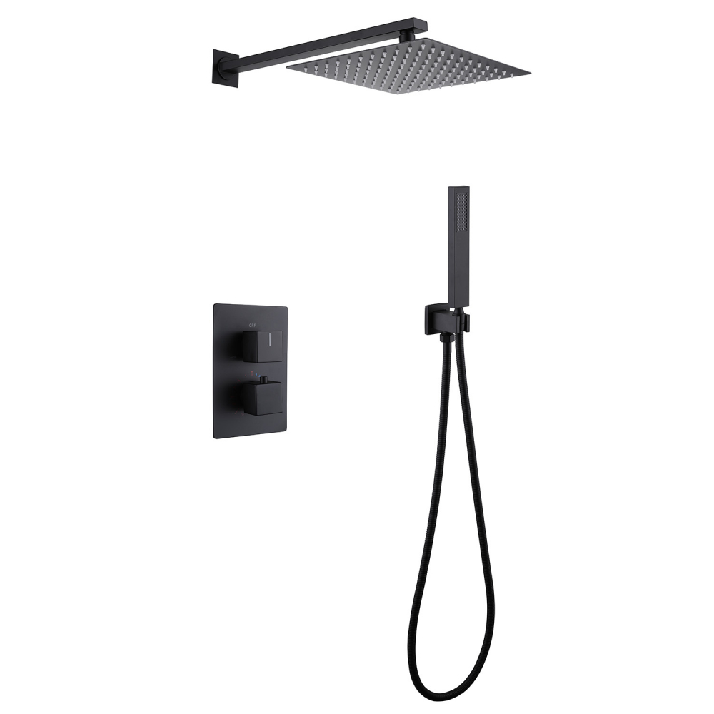 Душевая система ABBER Daheim AF8251B скрытого монтажа без излива, термостат, черная матовая цена от 53 200 ₽ Фото Душевая система ABBER Daheim AF8251B скрытого монтажа без излива, термостат, черная матовая