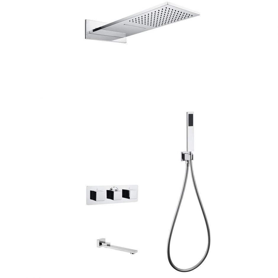 Изображение Душевая система ABBER Daheim AF8253 скрытого монтажа с изливом, термостат, хром