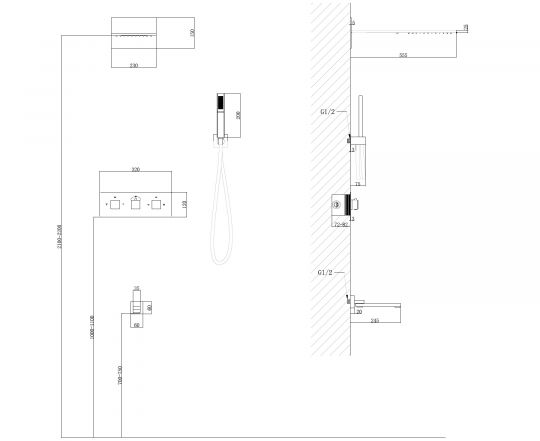 Душевая система ABBER Daheim AF8253 скрытого монтажа с изливом, термостат, хром схема 2