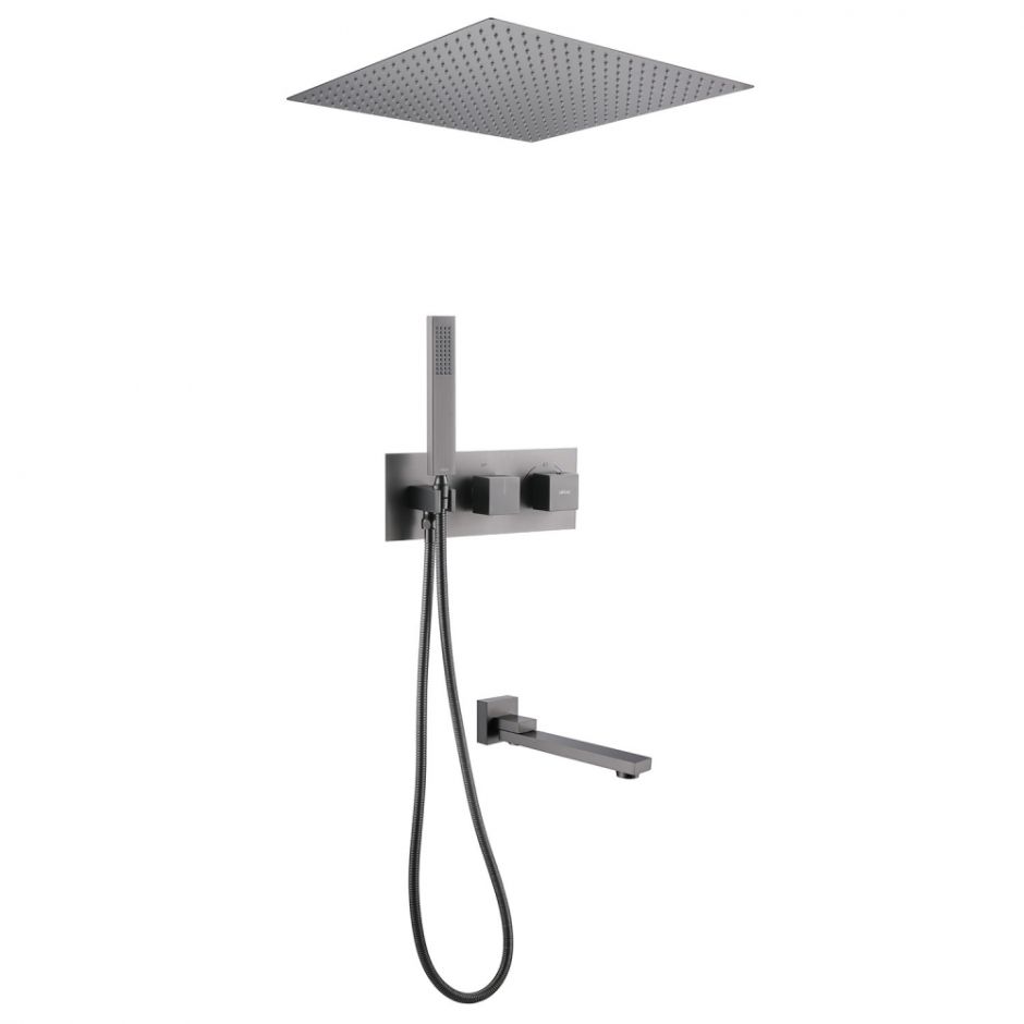 Изображение Душевая система ABBER Daheim AF8254NG скрытого монтажа с изливом, термостат, никель