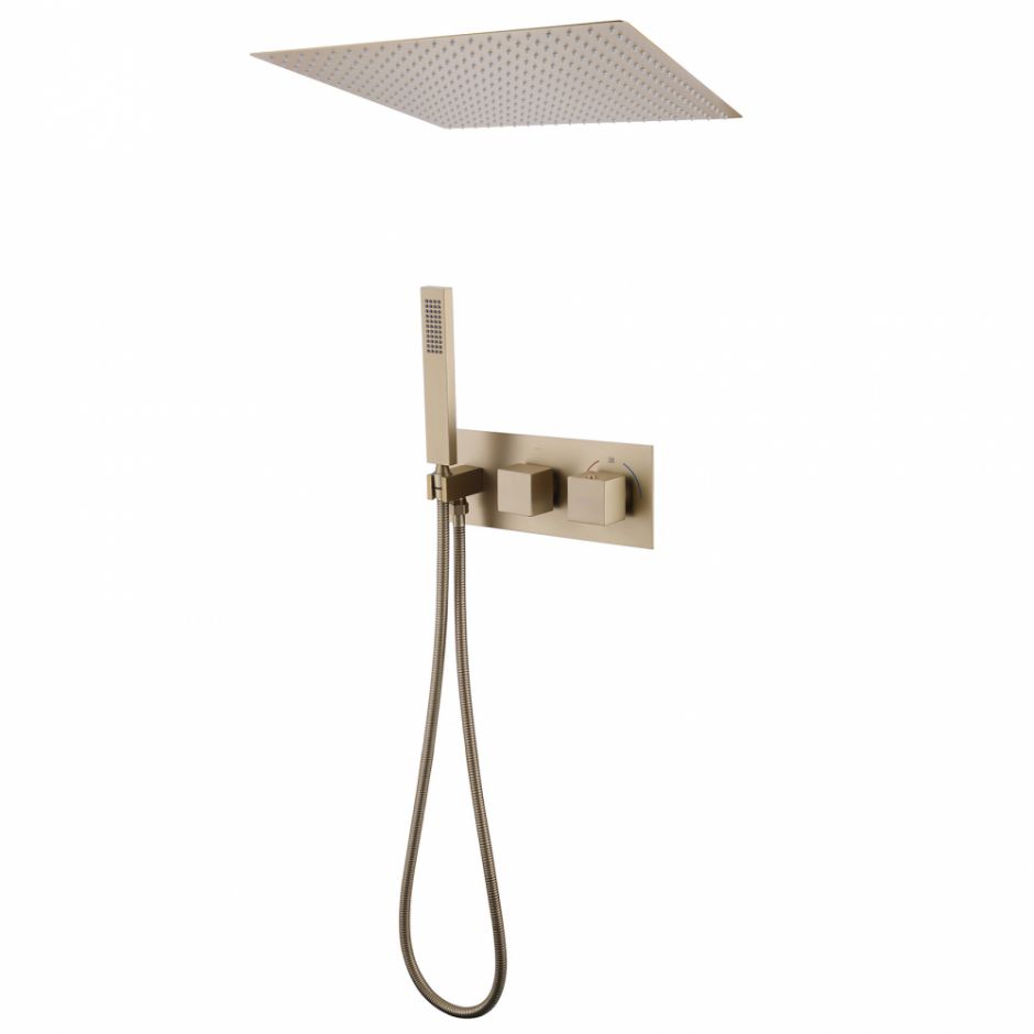 Изображение Душевая система ABBER Daheim AF8255G скрытого монтажа без излива, термостат, золото матовое