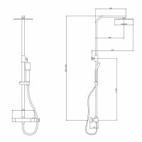 Душевая стойка ABBER Daheim AF8260B с термостатом без излива, черный матовый схема 2