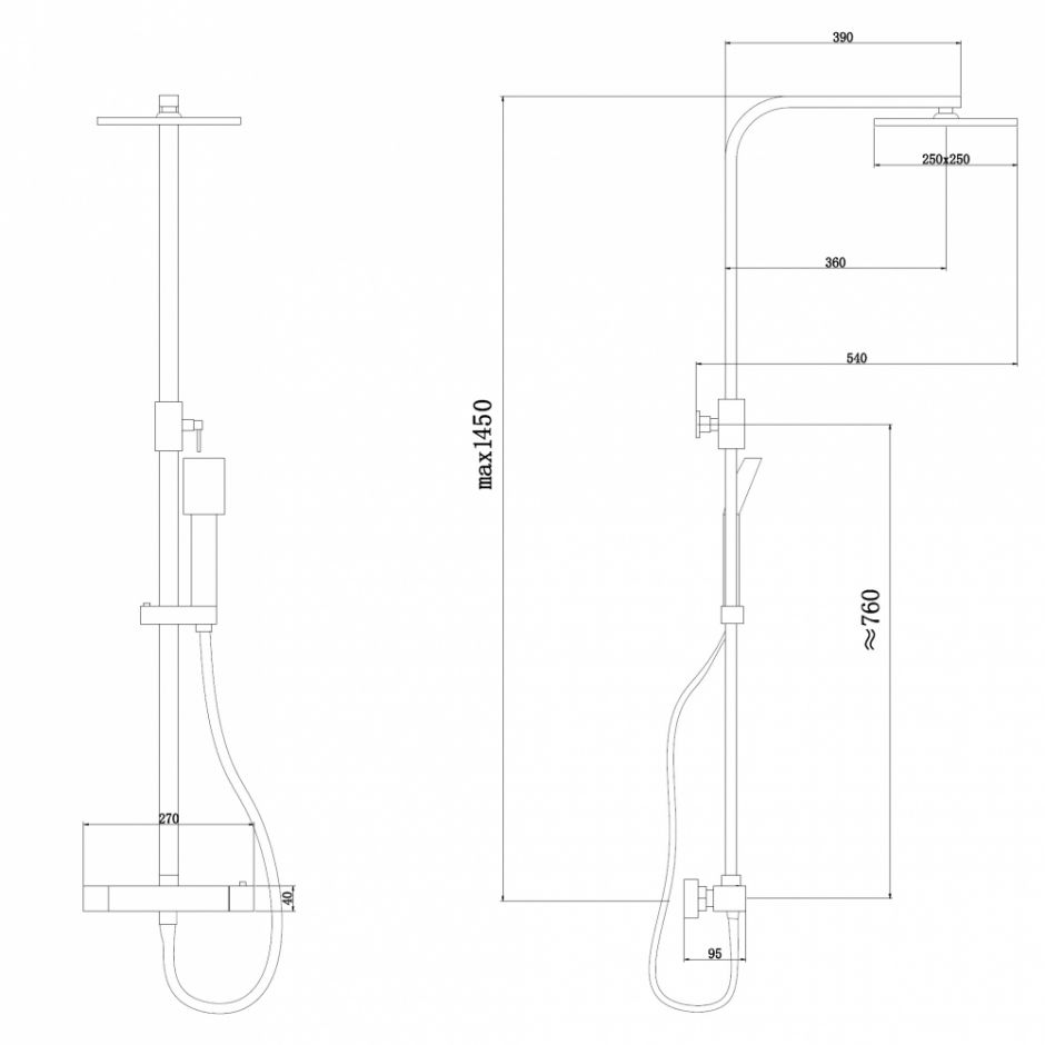Душевая стойка ABBER Daheim AF8260L с термостатом без излива, хром ФОТО