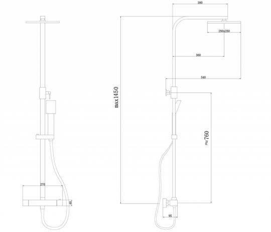 Душевая стойка ABBER Daheim AF8260WL с термостатом без излива, белый матовый схема 2