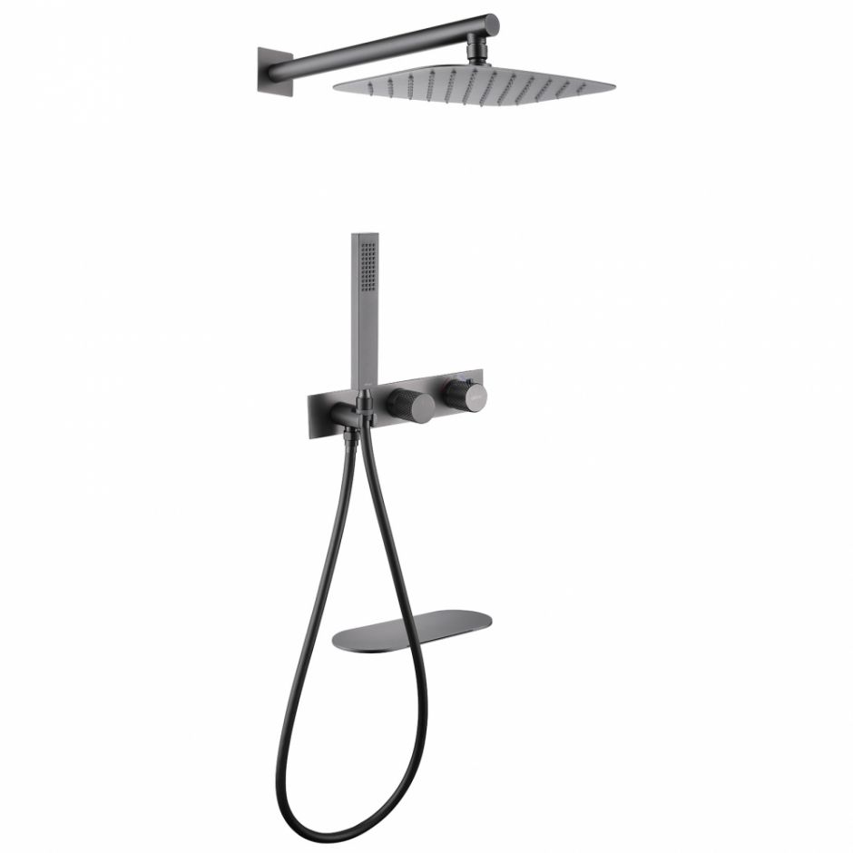 Изображение Душевая система ABBER Rund AF8750NG скрытого монтажа с изливом, термостат, никель