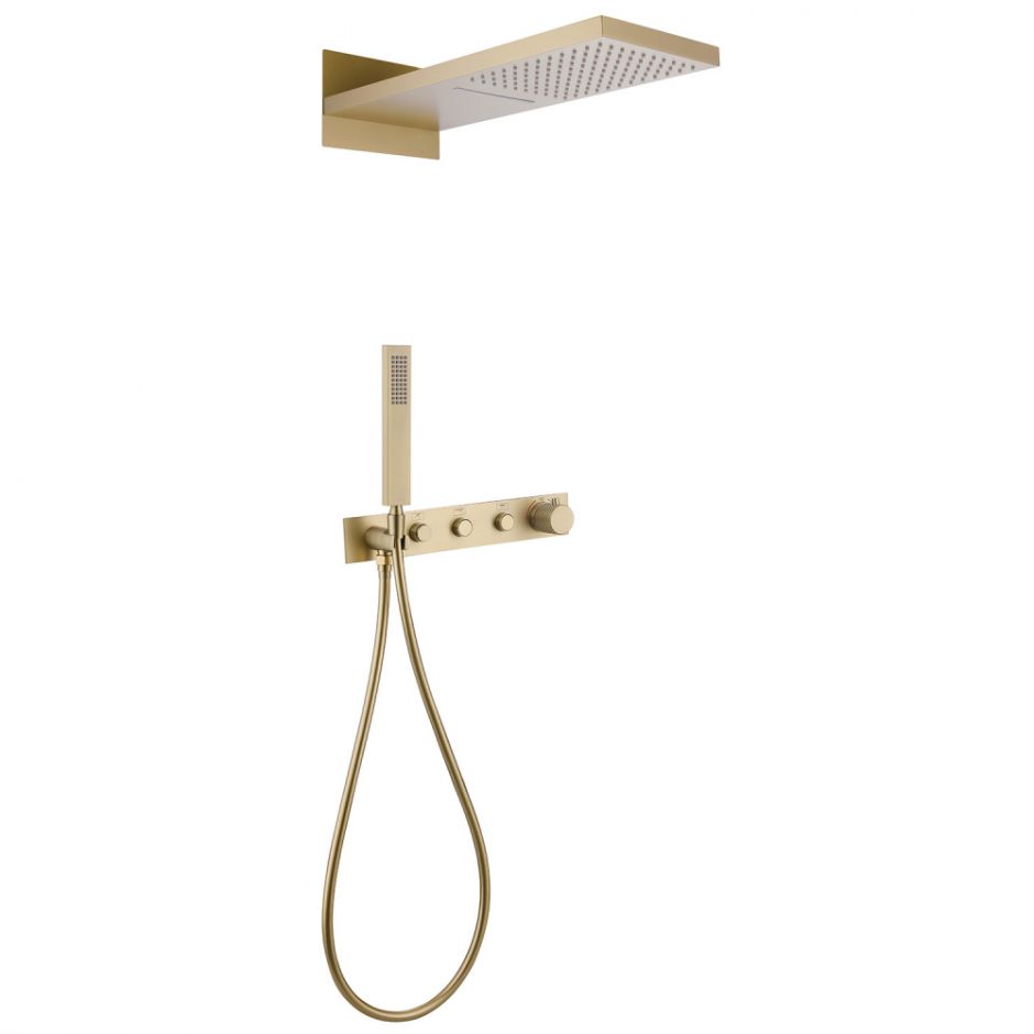 Изображение Душевая система ABBER Rund AF8752G скрытого монтажа без излива, термостат, золото матовое