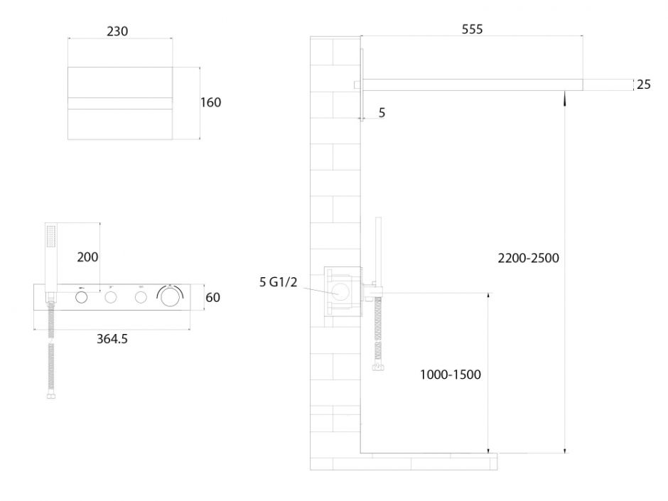 Душевая система ABBER Rund AF8752G скрытого монтажа без излива, термостат, золото матовое ФОТО