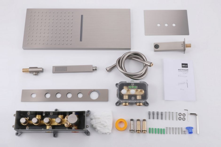 Душевая система ABBER Rund AF8753SP скрытого монтажа с изливом, термостат, сатин ФОТО