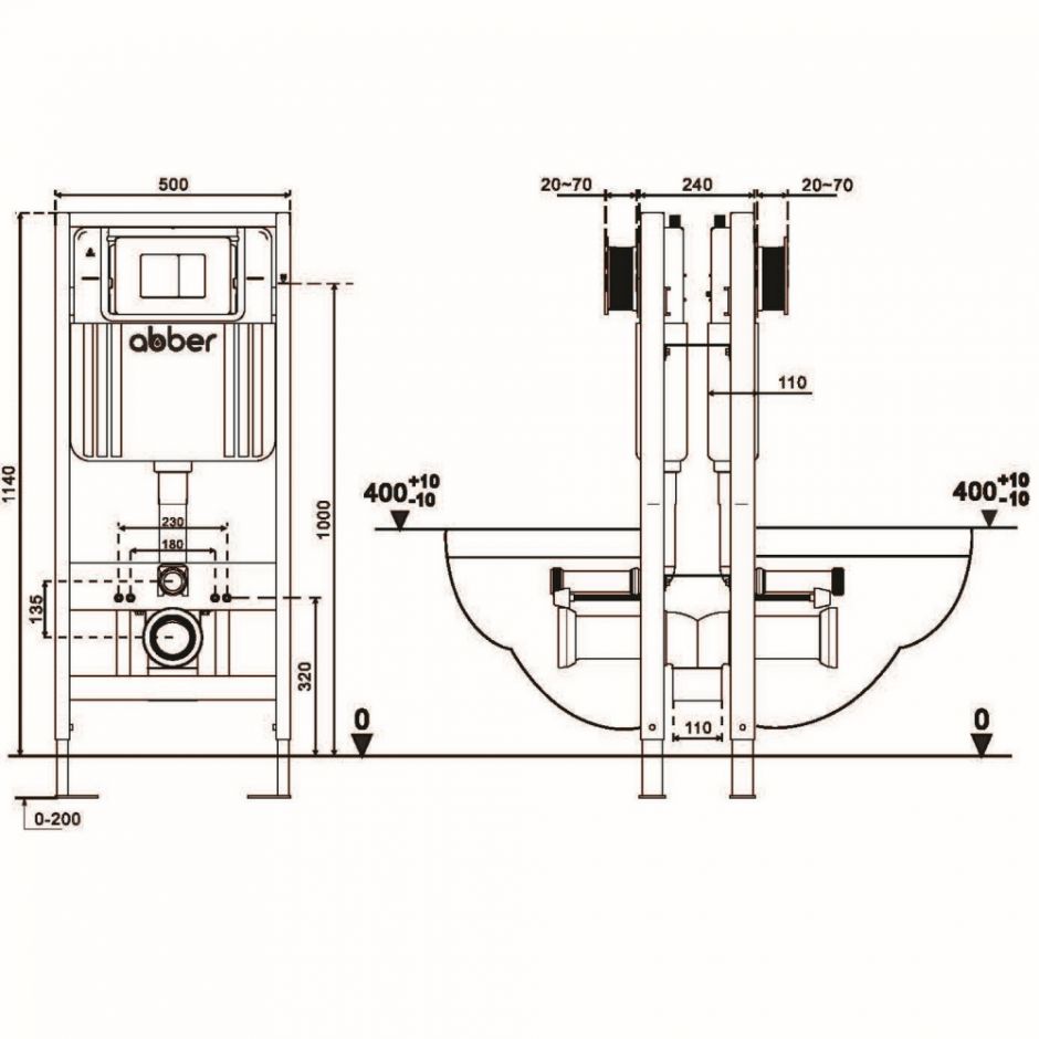 Инсталляция двойная самонесущая ABBER AC0106 для двух подвесных унитазов ФОТО