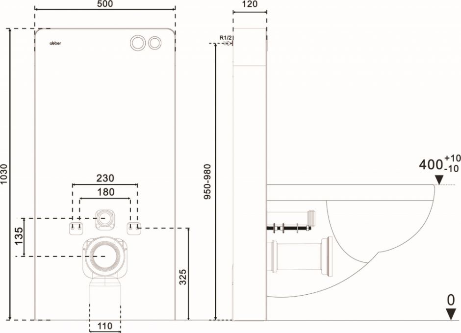 Инсталляционный модуль внешнего монтажа ABBER AC0107MB для подвесного унитаза, черный ФОТО