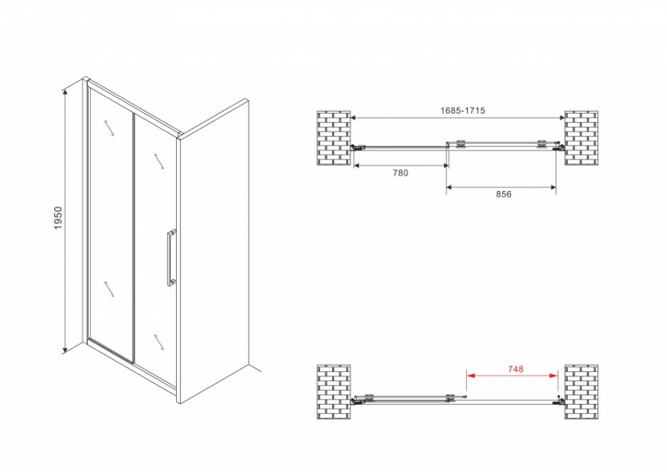 Душевая дверь ABBER Schwarzer Diamant AG30170H 170 см ФОТО