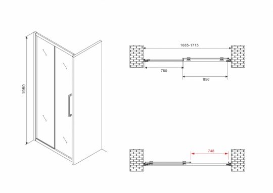 Душевая дверь ABBER Schwarzer Diamant AG30170H 170 см схема 2